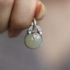 S925 Silver Fu Character Copper Coin Hetian Jade Pendant Chinese Style Retro Niche Light Luxury Chinese Necklace Holiday Gift