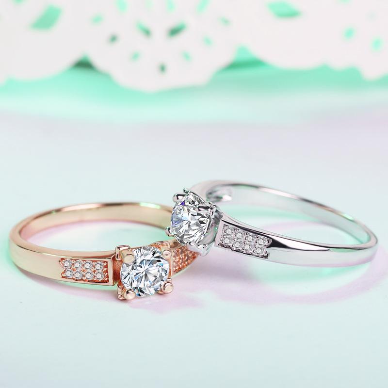 Korean Version of Rose Gold Ring High Carbon Imitation Diamond Ring Fashion Women's Pair Ring