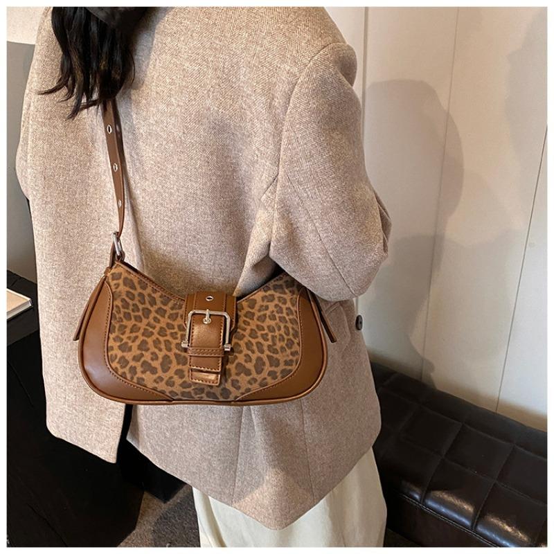 Contrast Color Leopard Print Small Women's Bag New Fashion Texture Shoulder Messenger Bag