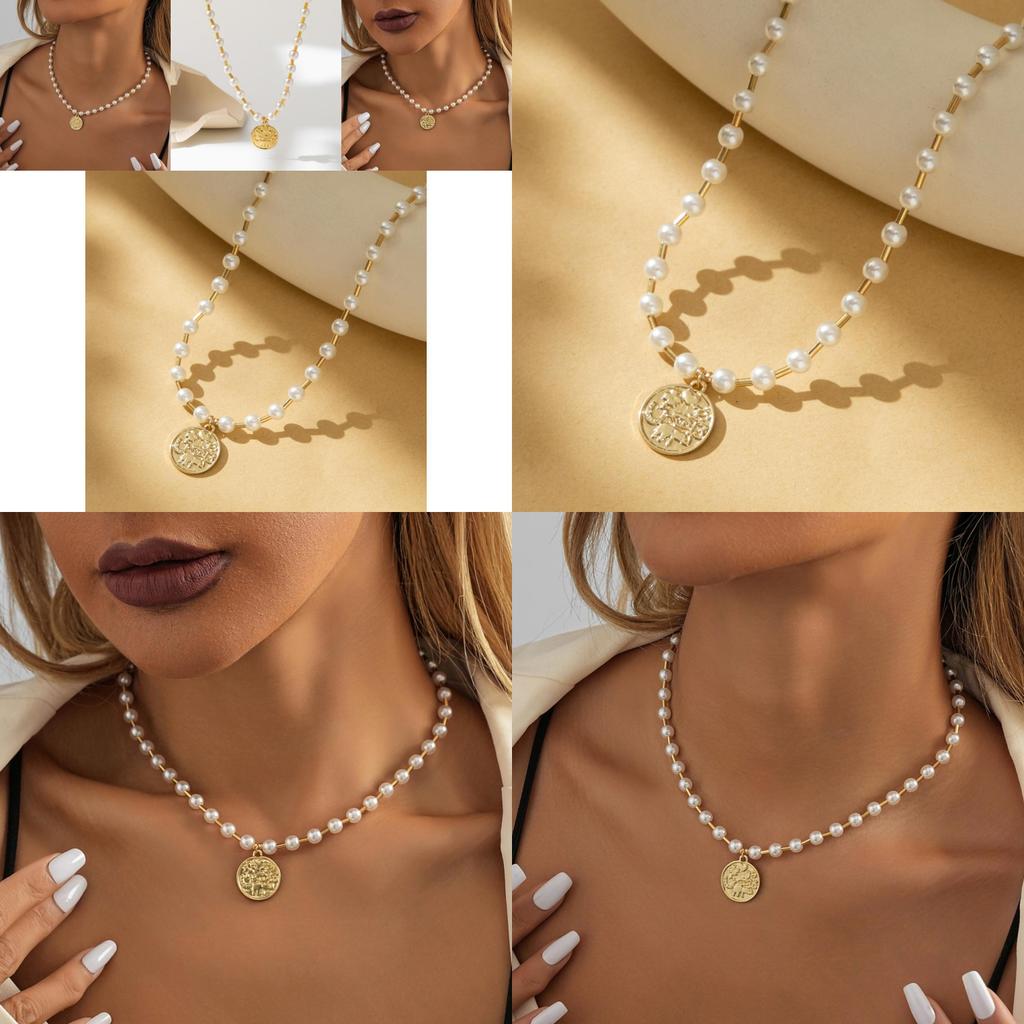 Fashion Trendy Creative Faux Pearl Copper Tube Pendant Necklace For Women 2023 Autumn Street Style