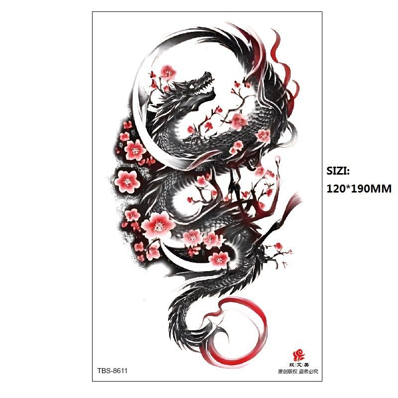 Hand Painted Original Color Flower Fox Phoenix Women'S Simulated Tattoo Water Transfer Tattoo Sticker