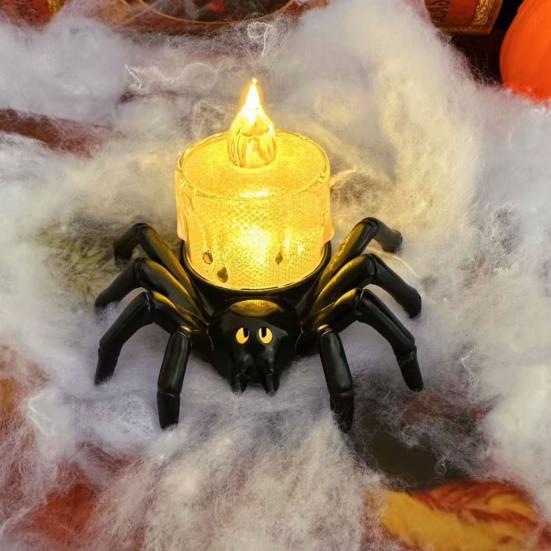 Halloween Candle Light Battery Operated Flameless LED Spider Tealights Electric Flickering Fake Candle Halloween Party Decoration