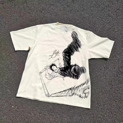 Camiseta de Algodón de Manga Corta con Estampado Harajuku Rukia Solo para Felicidad y Amor Sakamoto Verano Hombre Mujer Vintage Y2K Streetwear