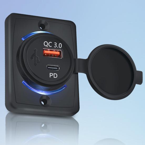 48W Car Charger with Dual PD Ports Wall Mount USB Charging Station for Phones Tablets Universal 12V-24V Fast Charging Car Adapter for Boat SUV ATV RV