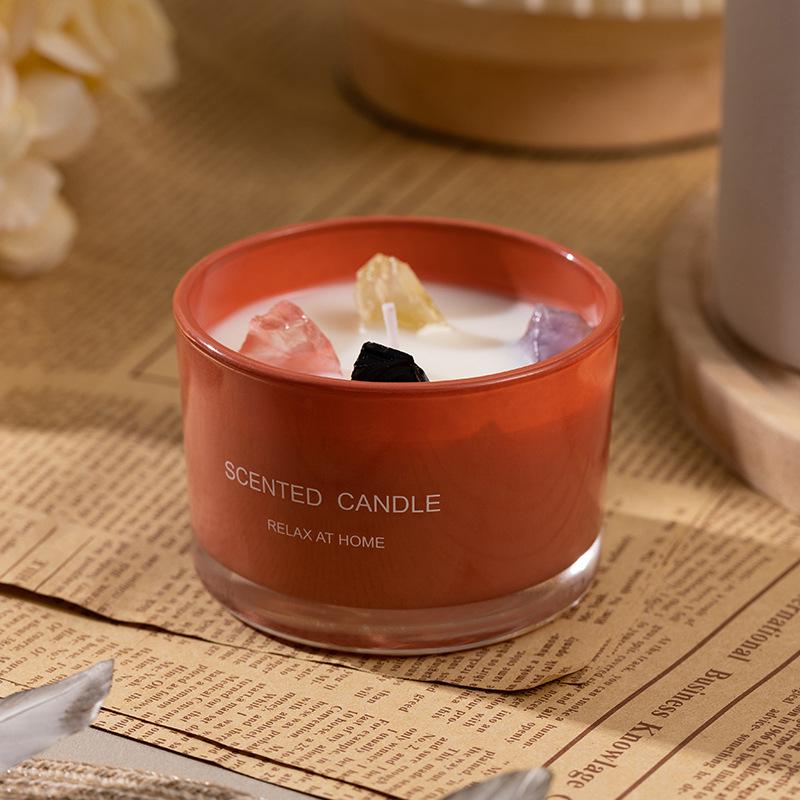 Colored Crystal Stone Aromatherapy Candles - Soy Wax Scented