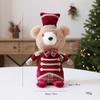Plush Christmas Bear Ornament Decorative Figurine Holiday Display Window Party Decoration