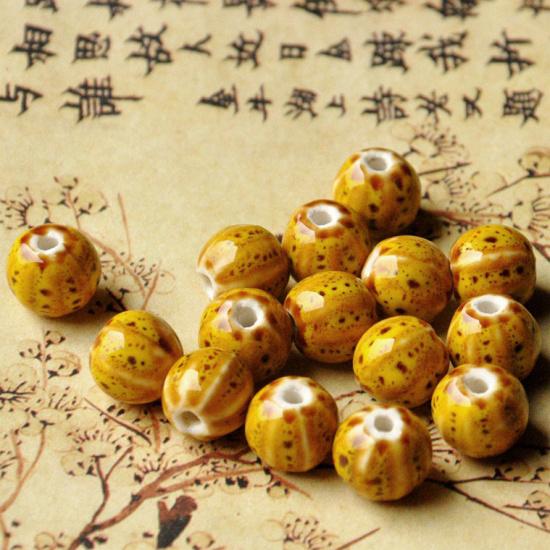 Jingdezhen ceramic jewelry diy Accessories12mm Floral Glazed Watermelon Beads for Making Necklaces and Women's Woven Bracelets Materials