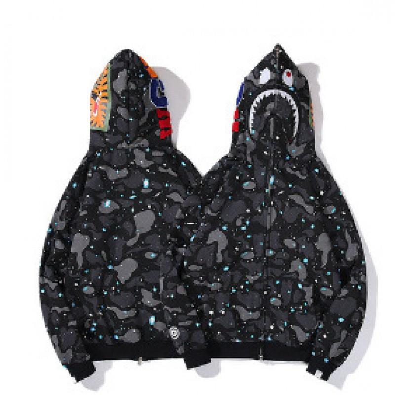 Shark 3D Print Zip Up Hoodie Camo Streetwear Teens