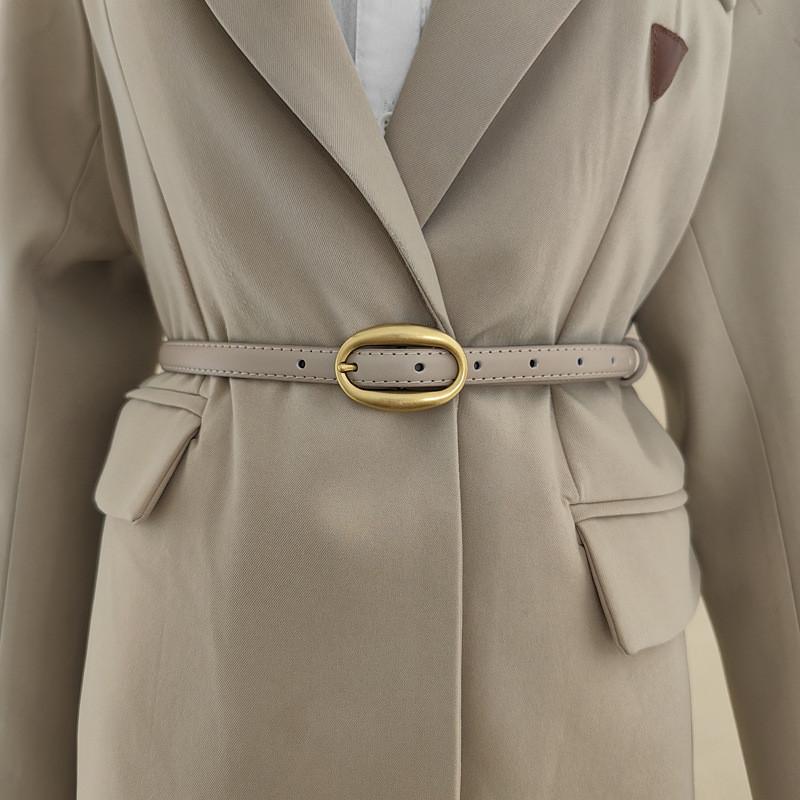 Solid Leather Color Waist Belt With Simple Design For Everyday Office And