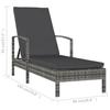 Sun Lounger with Armrests Grey Poly Rattan