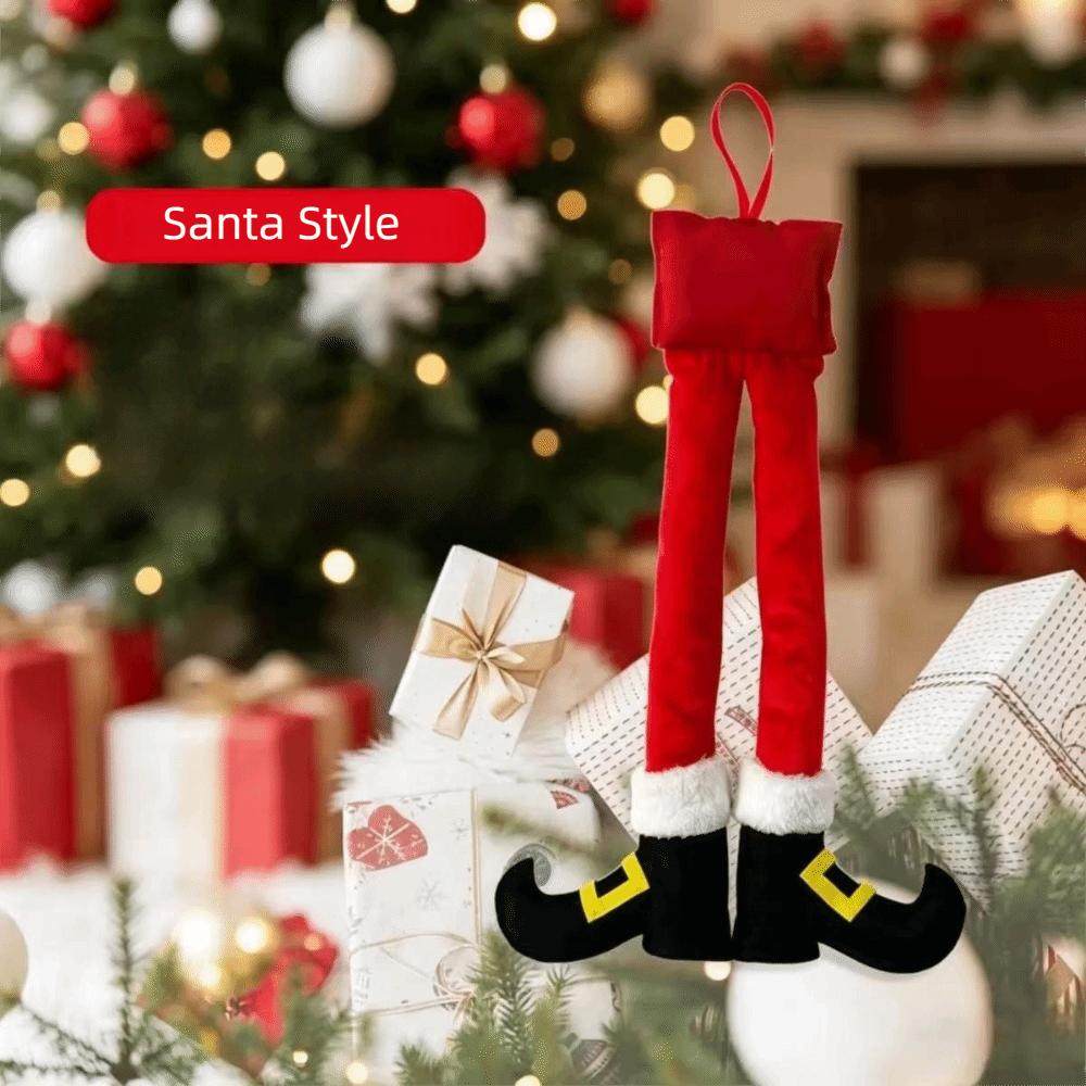 Soft Christmas Elf Legs Hanging Ornament Fireplace Mantel Decoration  Home Holiday Party Decor