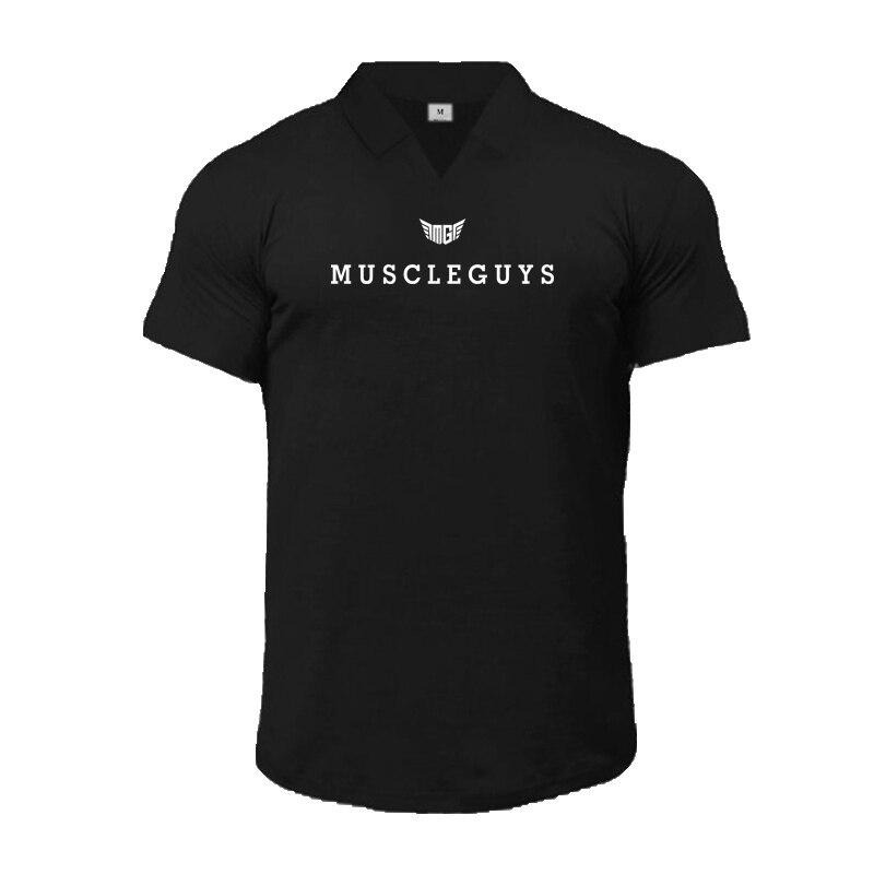 Do The Work  Muscleguys Brand Letter Printed Mens Cotton Bodybuilding Fitness Summer Fashion Breathable Slim Fit Polo Shirt Gym Clothing