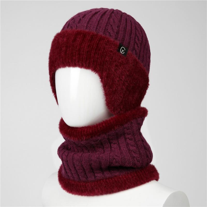 Hat Men's winter knitted wool hat Thickened ear protectors Warm and cold cotton hat