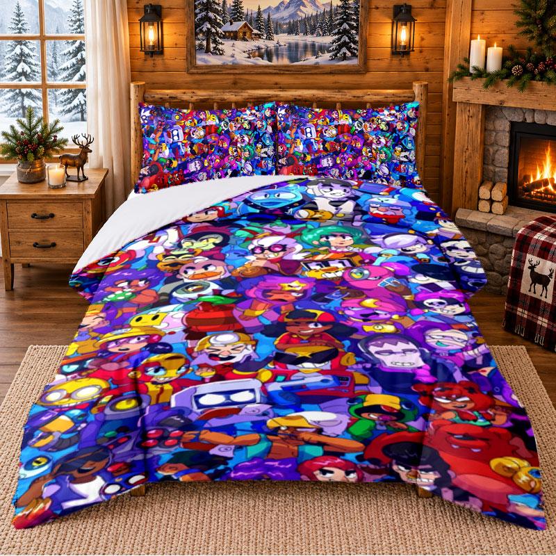 Roblox Pattern Bedding 3Pcs Set Bed Sheet And Pillowcases For Indoor Bedroom