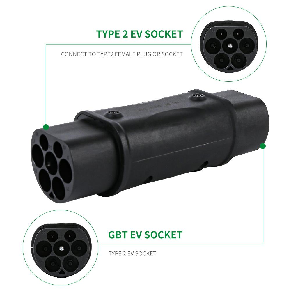 32A 22KW IEC 62196 Socket Type 2 To GBT EV Cable Plug Connector Charging Adapter