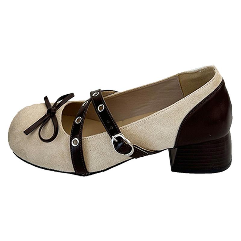 Spring Vintage Thick Heel Women Mary Jane Shoes Concise Belt Buckle Shoes Female Elegant Party Dress Pumps