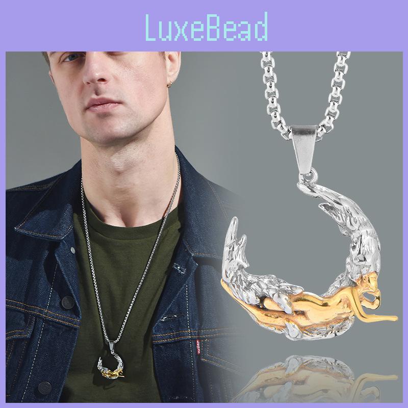 Stunning Moon Goddess Necklace For Women Elegant Titanium Steel Pendant Jewelry