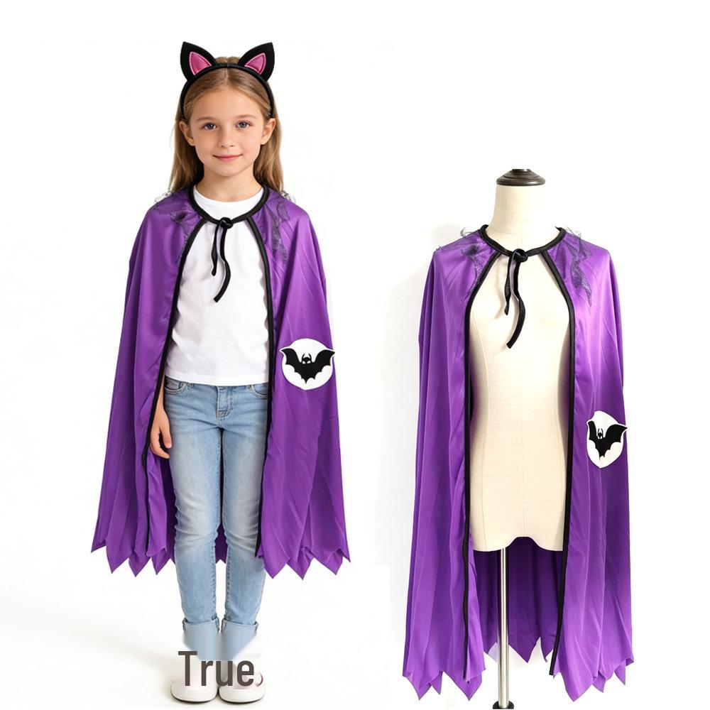 Children's Witch Halloween Black Cloak Costume for Dress-up and Cosplay