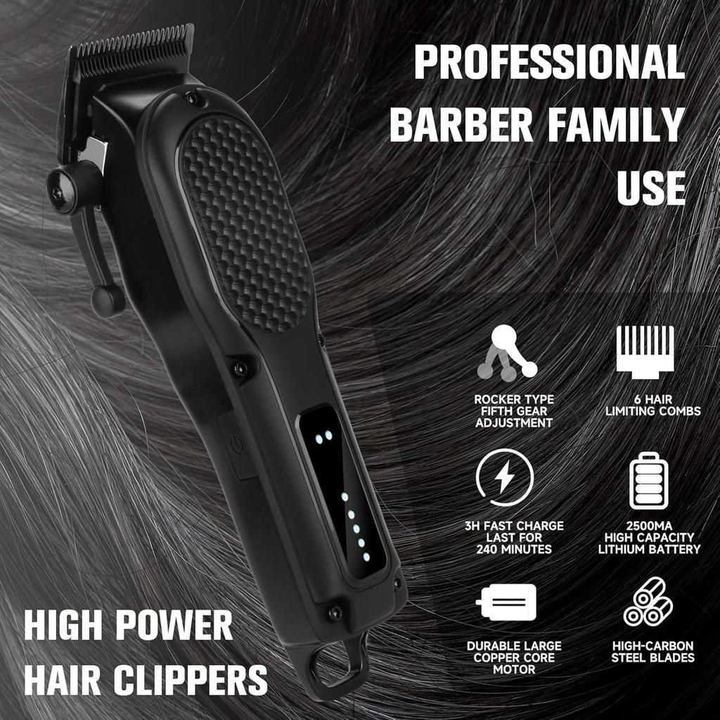 Clippers for Professional Hair Trimmer Cordless Rechargeable Powerful Beard Trimmer Hair Cutting Grooming Tool