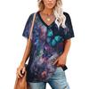Seksowny kotek kwiatowy nadruk dekolt w serek vintage koszulka dla nastolatków koszulki unisex ubrania vintage streetwear codzienny styl moda streetwear y2k topy