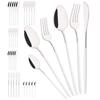 36Pcs Black Cutlery Sets Stainless Steel Knife Fork Spoon Tableware Dessert Mirror Flatware Set Festival Kitchen Dinnerware Gift