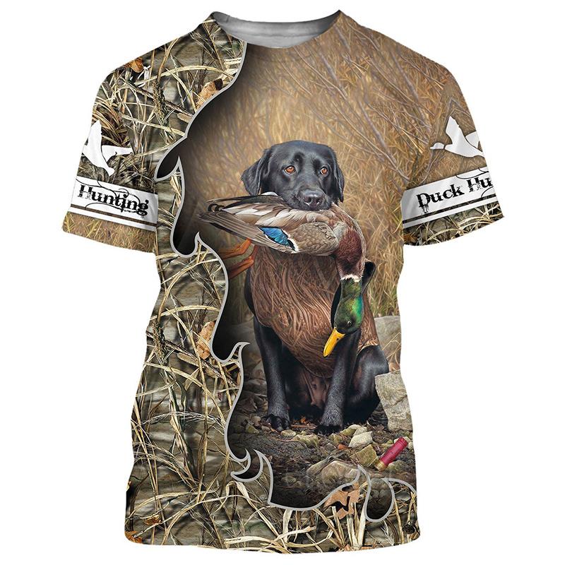Duck Hunting Dog Pattern Men's T-shirt 3D Animal Print Short Sleeved Top Harajuku Style Comfortable Casual Streetwear