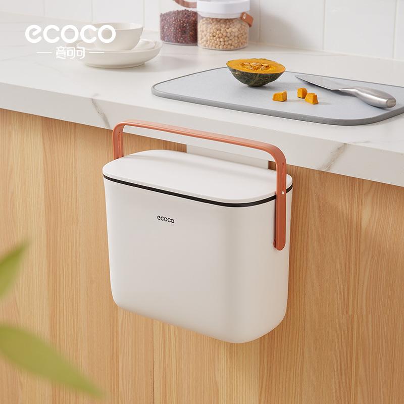 

Kitchen Wall-Mounted Trash Can for Home, No Drilling Required, Toilet Bathroom Cabinet Hanging Door Storage Bin with Lid for Kitchen Waste 7L Small Black（6Box/Bun