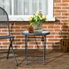 Folding Coffee Table, Tempered Glass Top, Metal Pattern, 45 x 50 cm, Black