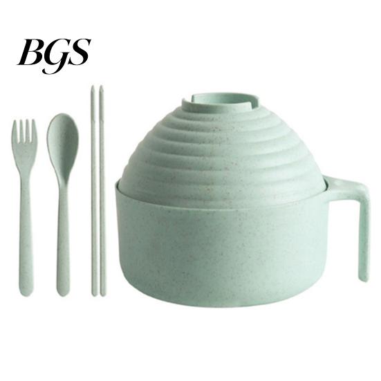 Salad Bowl 1 Set Multi-use Noodle Food Grade Heat-resistant Rice with Lid And Tableware Kitchen Student Dormitory Use Soup