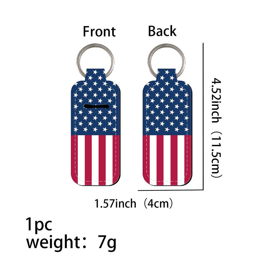 Flag Pattern Neoprene Lipstick Sleeve Keychain - Creative & Cute