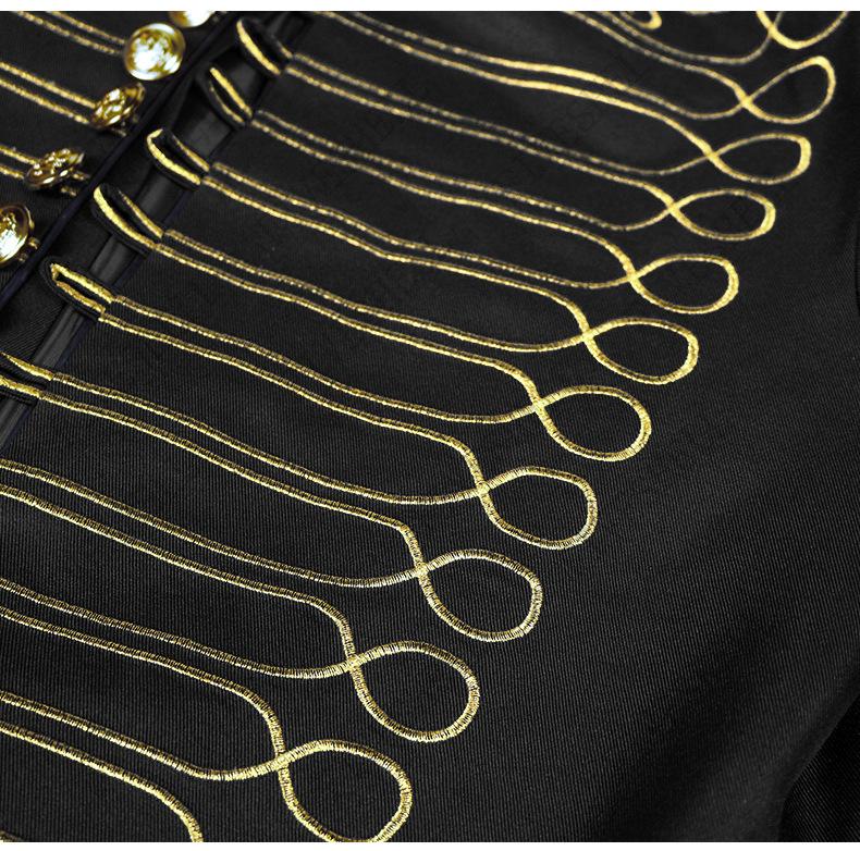 Jaqueta Masculina Medieval Steampunk Hussardo Banda Marcial Tambor Militar Casaco de Desfile Fantasia Cosplay