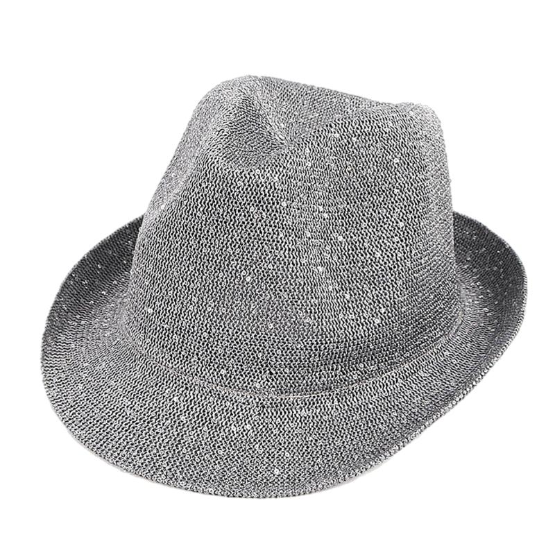 Mardi Gras Sequins Fedoras Hat for Adult Unisex Masquerade Carnivals Mesh Derby Hat Performances Hat with Rolled Up Brim