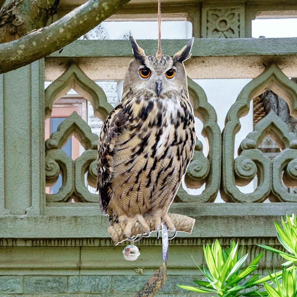 Odstraszacz Ptaków Strach na wróble Dekoracyjny Sowa Strach na wróble Wisiorek Ochrona Ogrodu Wisiorek Wodoodporny Z Dzwonkiem Sztuczny Ptak Strach na wróble Ptak
