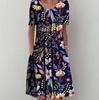 Floral Print Midi Dress with Pockets for Spring Summer