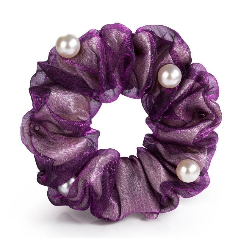 Elegant Pearl Flower Scrunchies Women Girls Elastic Hair Rubber Bands Accessories Tie Hair Ring Rope Ponytail Holder Headdress