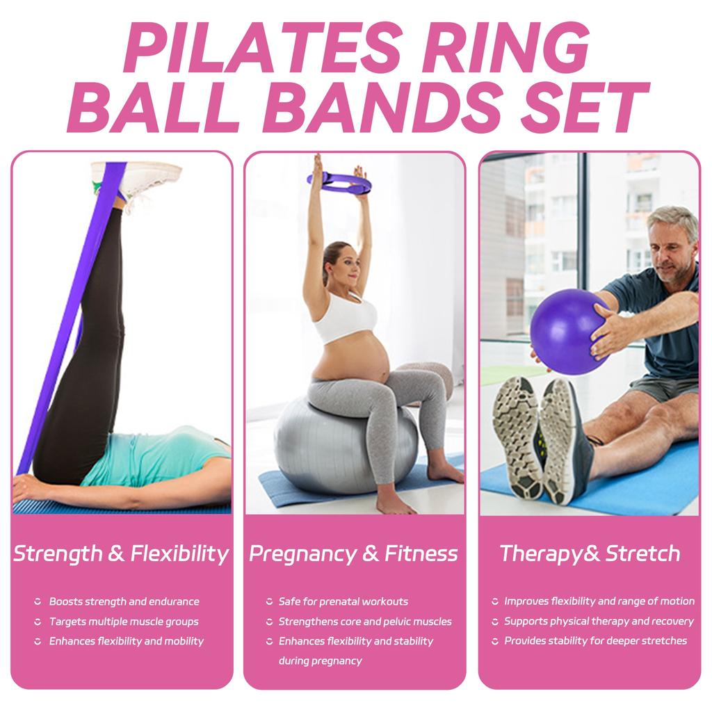 Zestaw do ćwiczeń Pilates, zestaw 13 elementów, zawiera pierścień do ćwiczeń Pilates, taśmę oporową Day Resistance, pierścień do jogi, 5 taśm oporowych i inne-. Zestaw mat do Pilatesu do domu