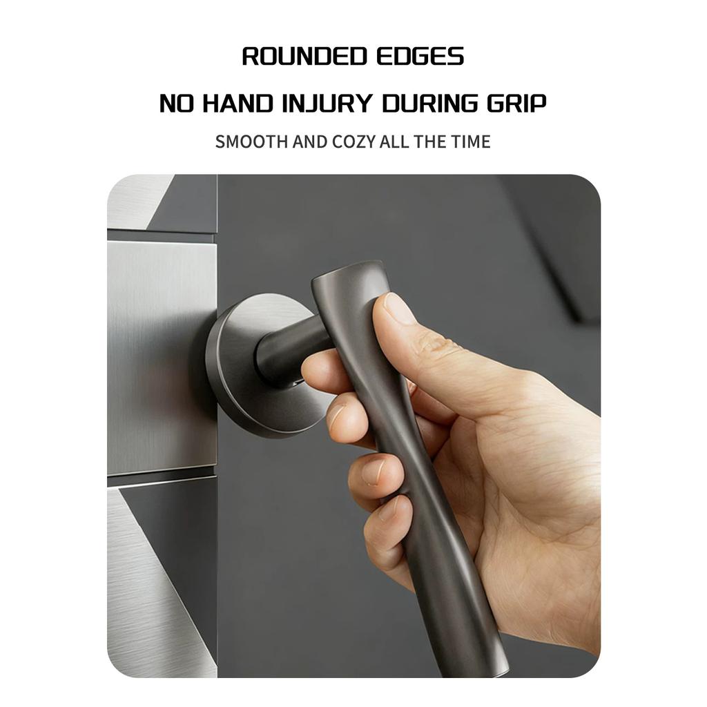 Modern Minimalist Wooden Door Handle and Lock Set for Household Indoor, Bedroom, Bathroom and Courtyard Wooden Doors
