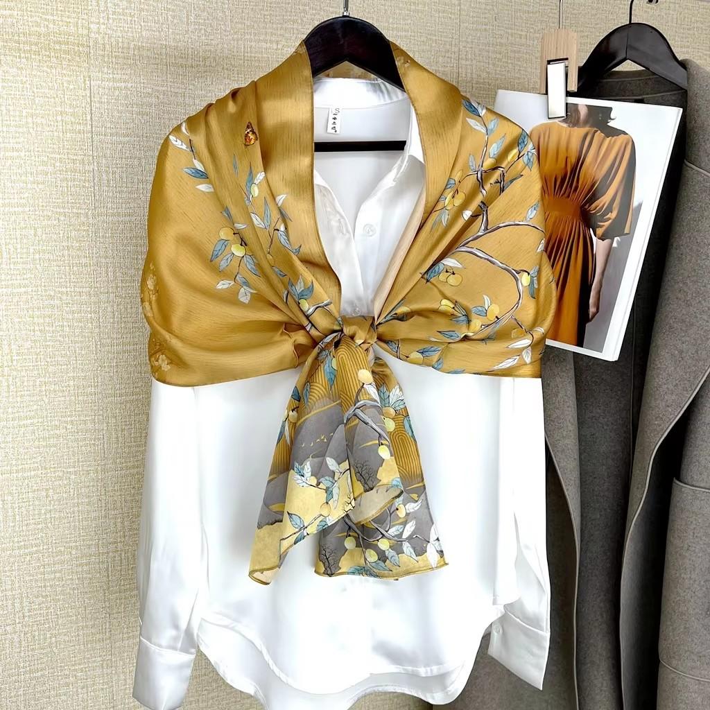 Hangzhou 100% Natural Real Silk Scarf for Women Bandana long Scarves Kerchief Hijab Neckerchiefl Wraps Echarpe Foulard Female