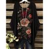 Women's T-Shirt Vintage Floral Pattern Printed Asymmetrical Hem O-Neck Short Sleeve Top Casual Fashion Street Outdoor Tops