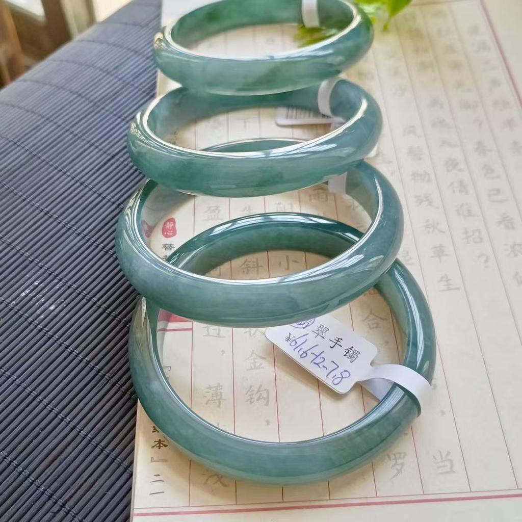 Natural Blue Water Jade Stone Bangle with Creamy Texture Jewelry Bracelet for Gift for Women Jade Bangle