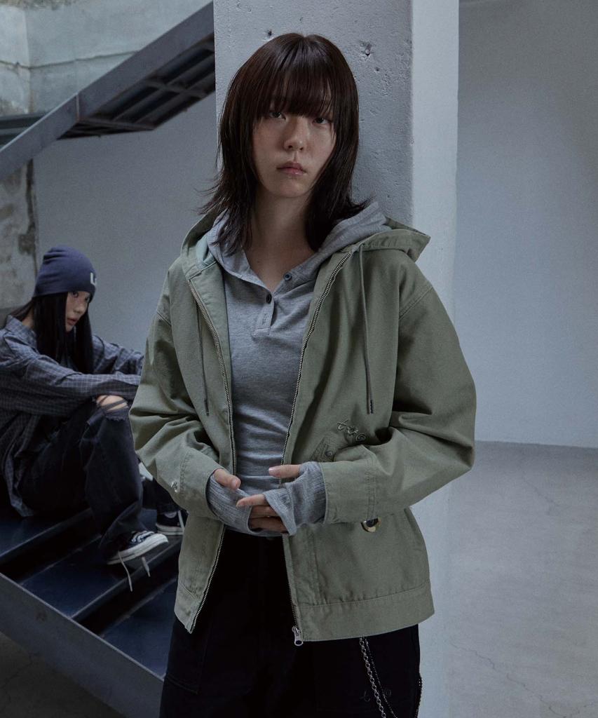 Tony Lawrence Washed Hoodie Work Jacket Light Khaki