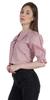 Moomaya Puff Sleeve Crop Top For Women Solid Button Down Collar Designer