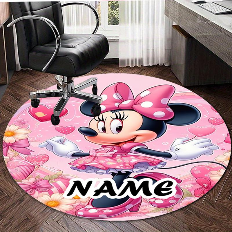 Personalized M-Minnie Round Chair Office Rug - Perfect for Mat, Office Chair & More - Ideal Gift for Birthdays and Holidays