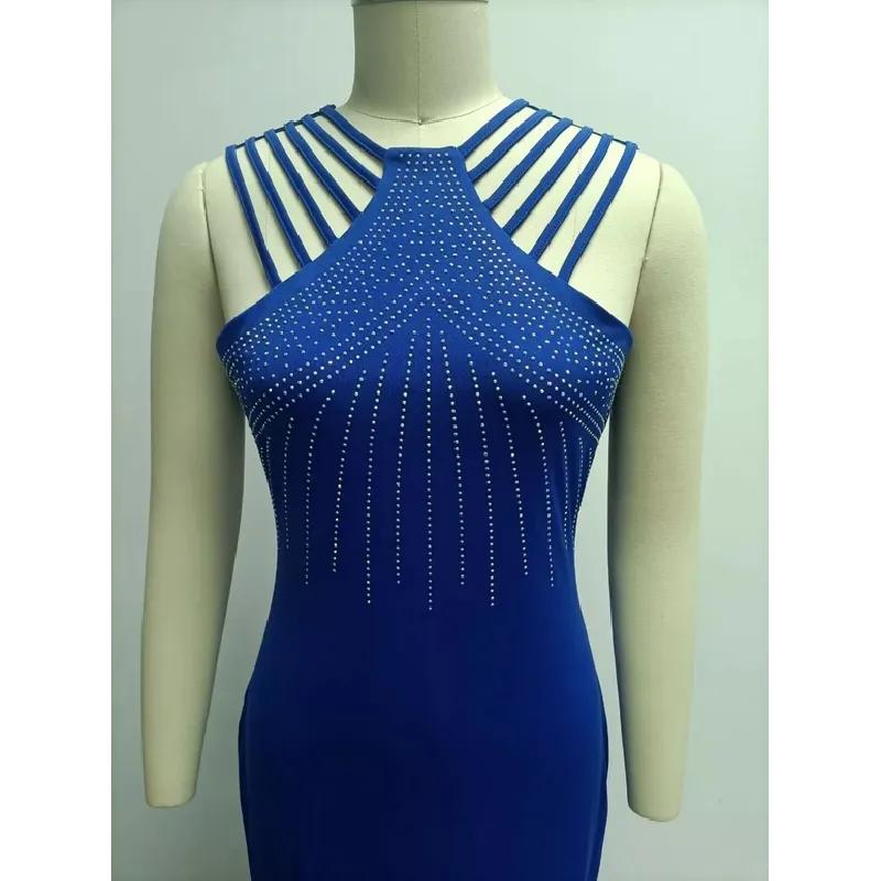 Kvinners Ermeløs Hot Diamond Splitt Lang Festkjole