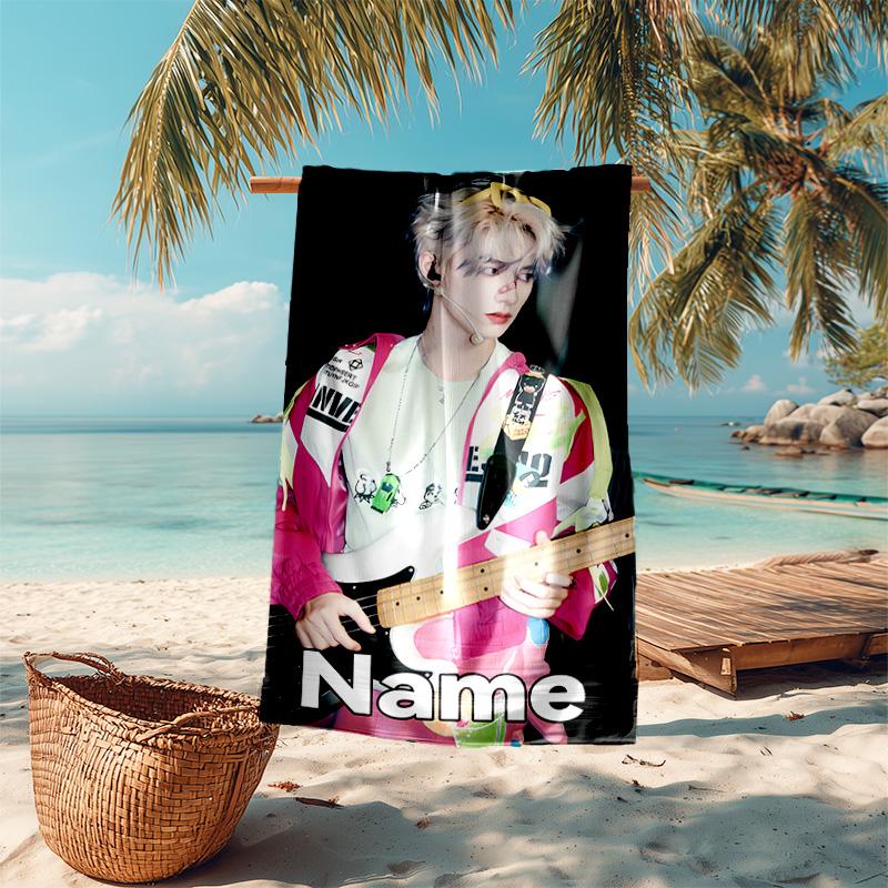 Personalized customized proof beach towel with TOP lands boy group Zhu Zhixin pattern - soft, absorbent,quick-drying,perfect swimming,camping&bathing