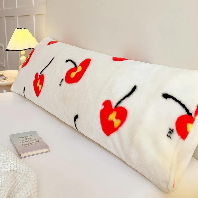 120/150/180cm Long Pillowcase Thick Plush Print Couple Lover Double Pillow Cover Home Sleeping Body Pillow Cover Home Decor