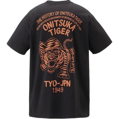Alphabet Animal Print Round Neck Short Sleeve T-Shirt Unisex Tops Black 2183B150-001