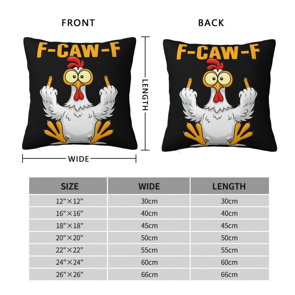 Bed Decoration Funny F-Caw-F Chicken FCAWF Pillowcase Accessories Pillow Cover Zipper Multi-Size