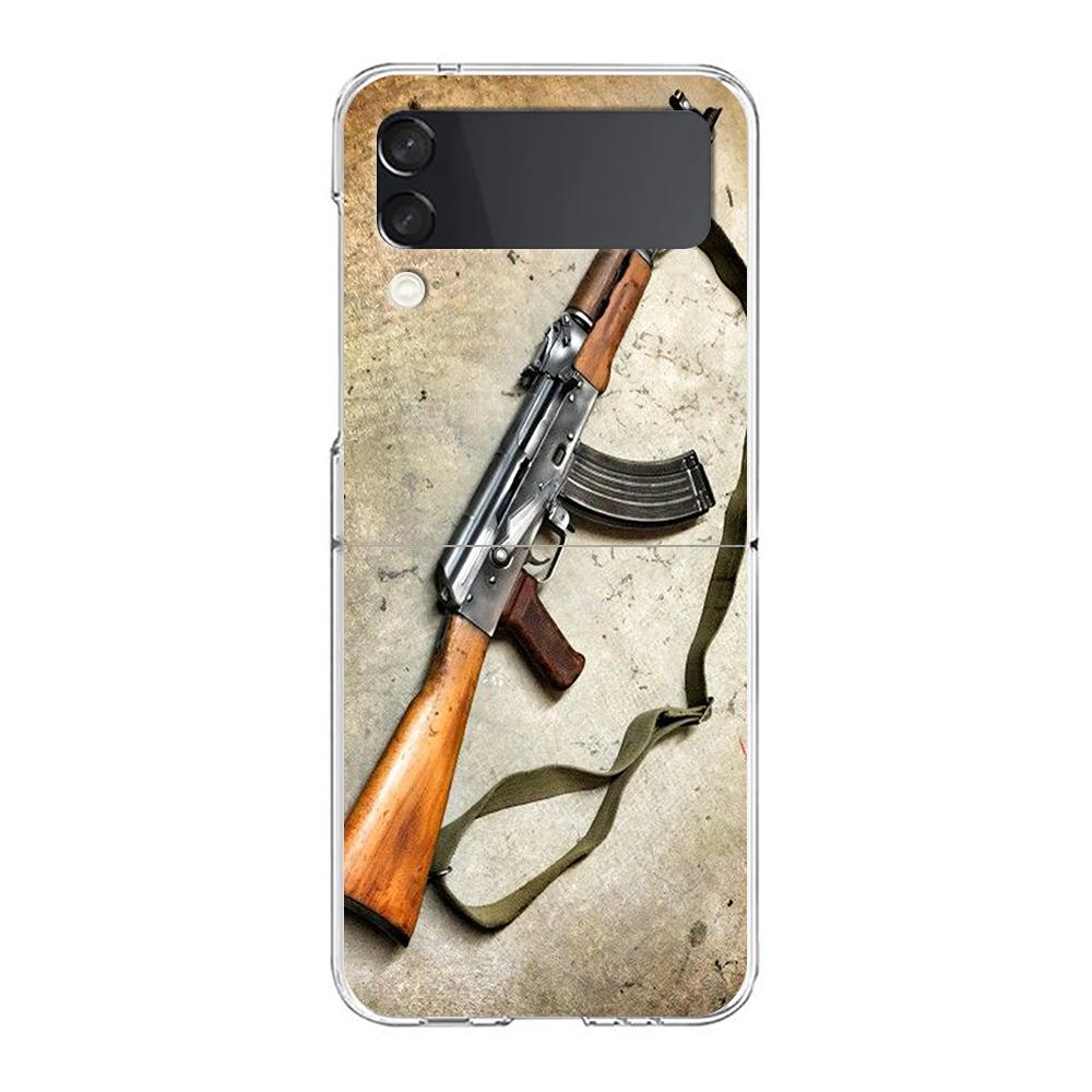 

AK47 Пистолет Пули Для Samsung Galaxy Z Flip 3 4 5G Жесткий Складной Прозрачный ПК Чехол Для Телефона Для Samsung Z Flip3 Прозрачная Крышка Galaxy Z Flip 4