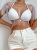 Rhinestone Shiny Fishnet Top - Sexy European & American Style, Short Sleeve Women's Vest H21092